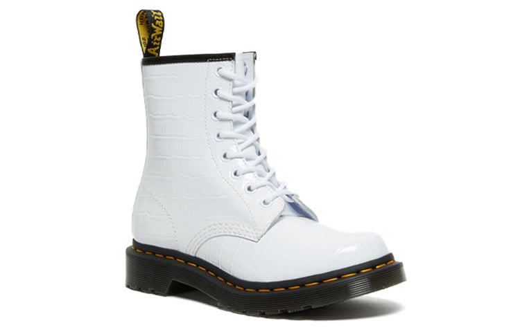 (WMNS) Dr. Martens 1460 Patent Croc Emboss Leather Boots 'White' 26855100