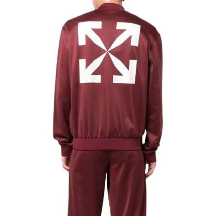 Men's Off-White FW22 Arrow Pattern Printing Zipper Casual Jacket Loose Fit Red OMBD037F22FAB0022801