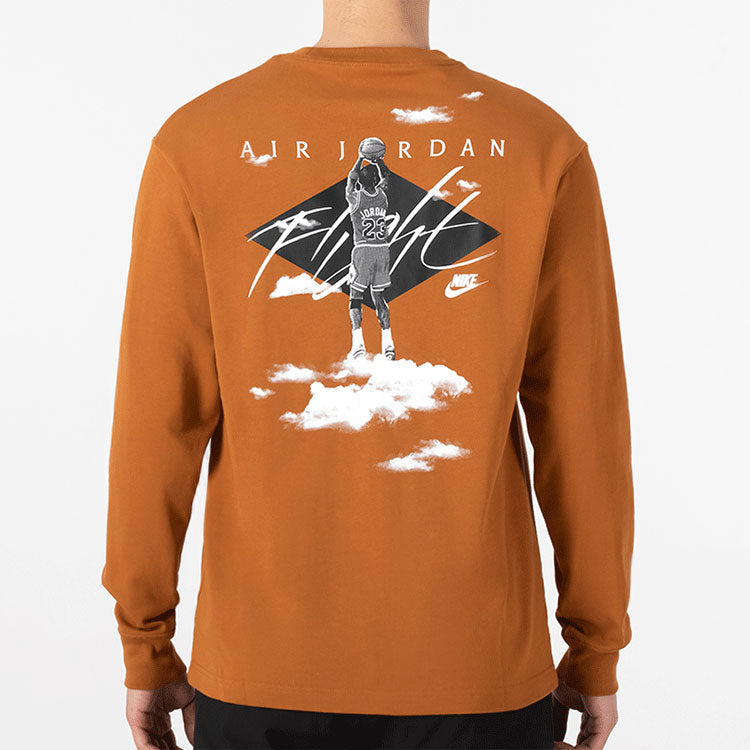 Men's Air Jordan SS22 Loog Printing Long Sleeves Round Neck Khaki DH8963-241