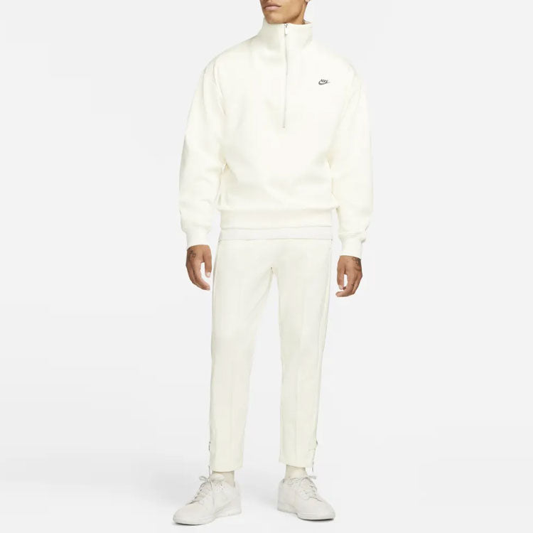 Men's Nike Casual Logo Printing Half Zipper High Collar Pullover Autumn White DQ4238-113