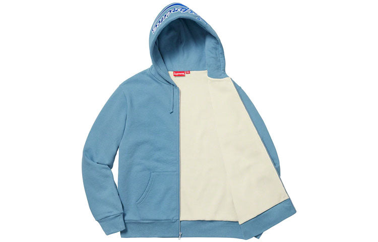 Supreme FW18 Thermal Zip Up Sweatshirt Dusty Blue SUP-FW18-1137
