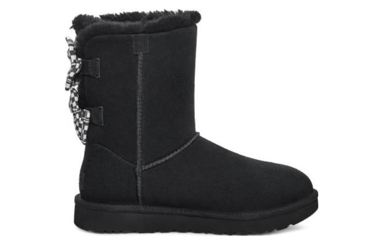 (WMNS) UGG Checkered Bow Snow Boots 'Black' 1138131-BLK