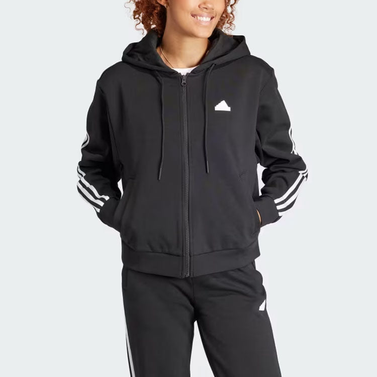 (WMNS) adidas Future Icons 3-Stripes Full Zip Hoodie Asia Sizing 'Black' IN9475