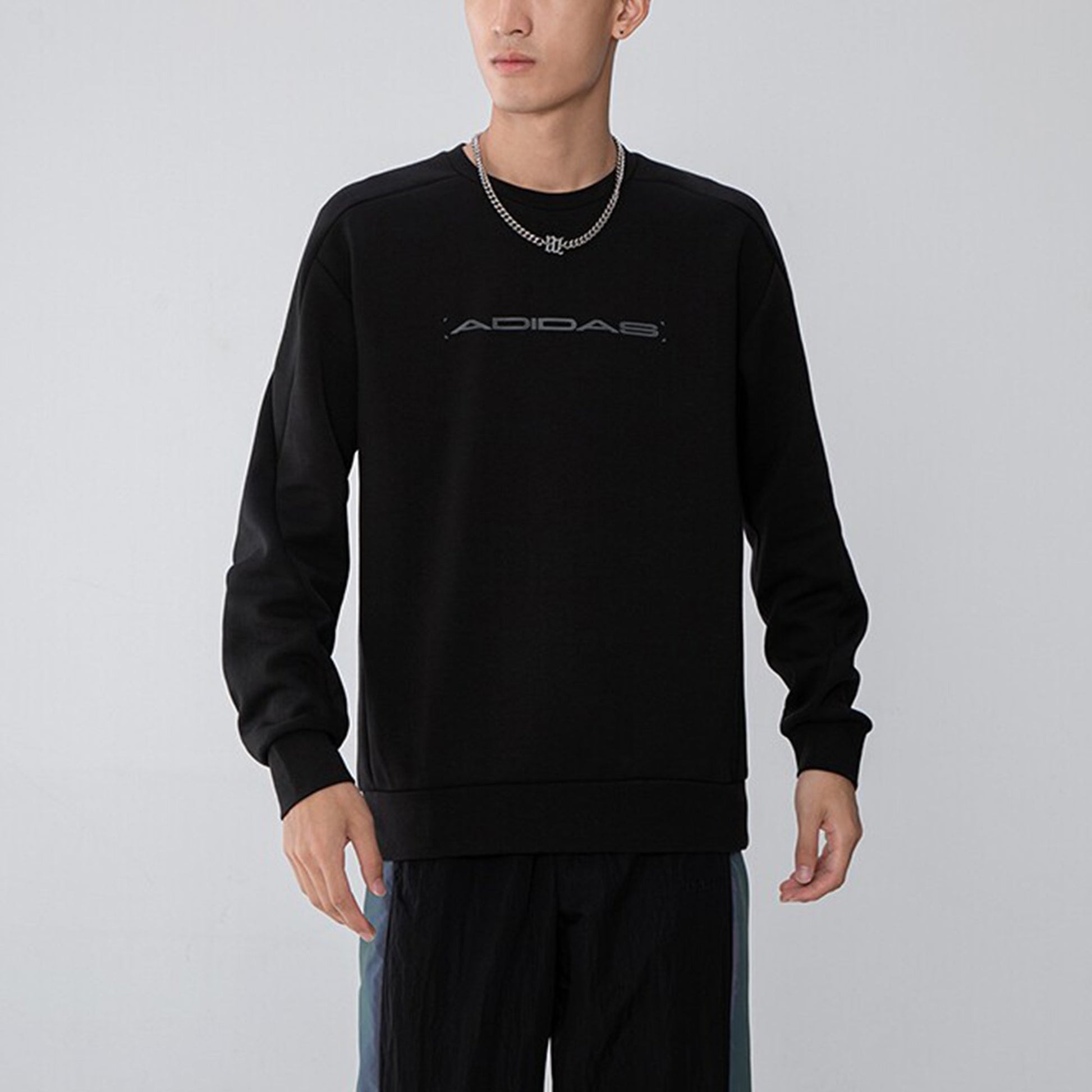 Men's adidas Th Eng Sweat Logo Printing Casual Sports Pullover Black H39272