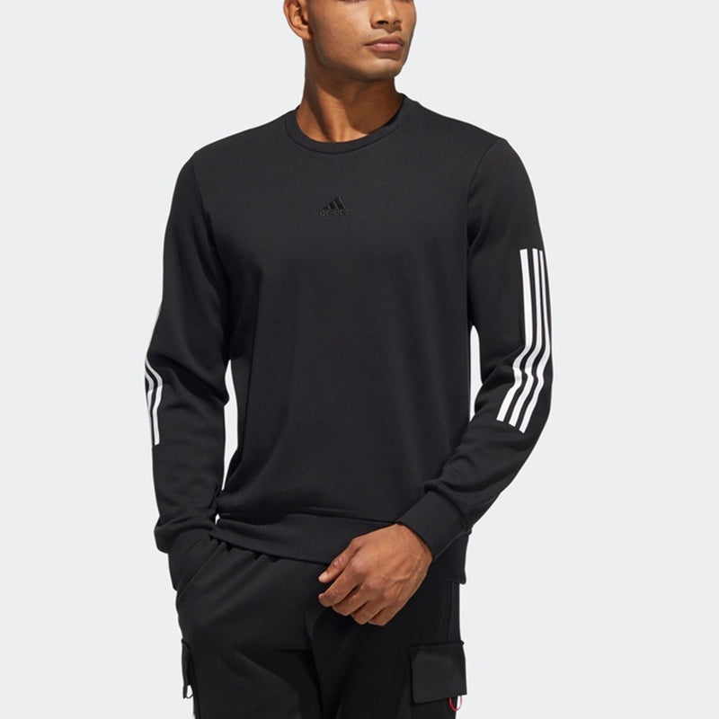 Men's adidas Cny Gfx Crew2 Limited Back Printing Stripe Sports Round Neck Pullover Black HC0264