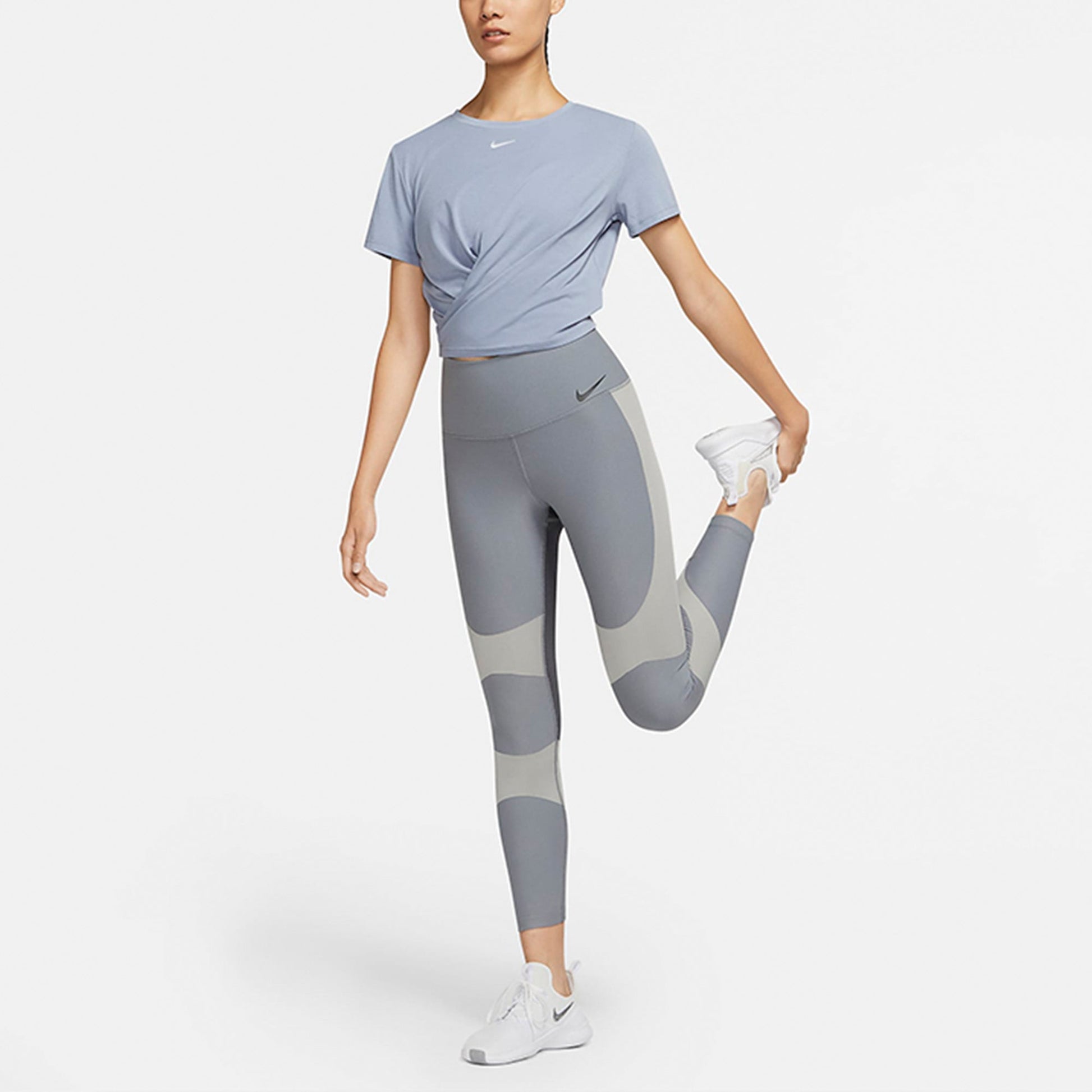 (WMNS) Nike One Luxe Twist Logo Breathable Round Neck T-shirt Blue DD4922-493