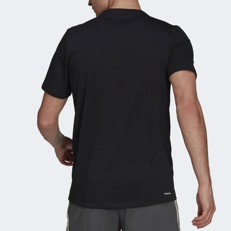 adidas Solid Color Logo Round Neck Pullover Short Sleeve Black GR0514