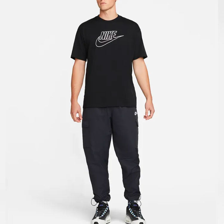 Men's Nike Logo Printing Loose Round Neck Pullover Short Sleeve Black T-Shirt DR7826-010