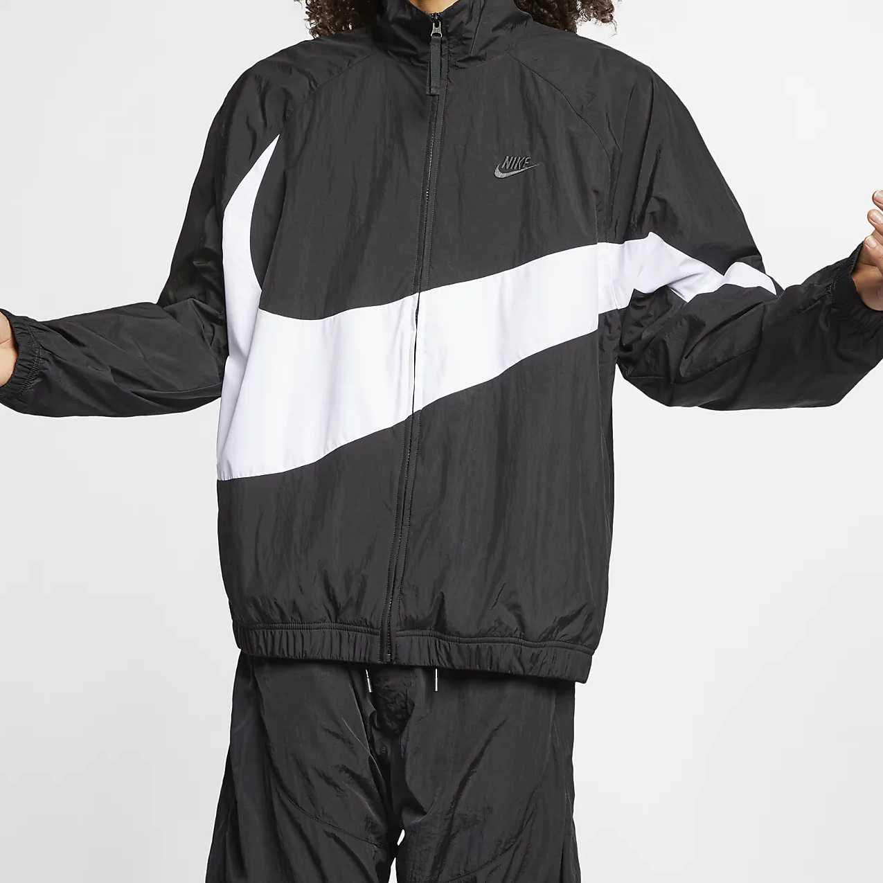 Nike Big Swoosh Sportswear Cardigan Woven Jacket Black AR3132-010