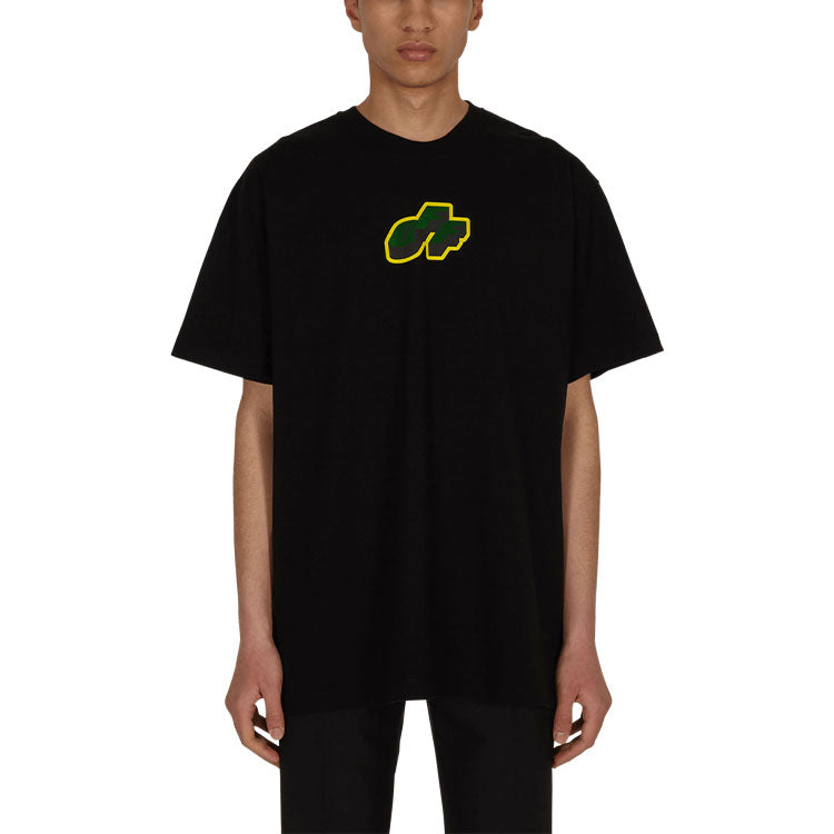 Off-White SS21 Green Arrow Cartoon Short Sleeve Loose Fit Black OMAA038S21JER0111055