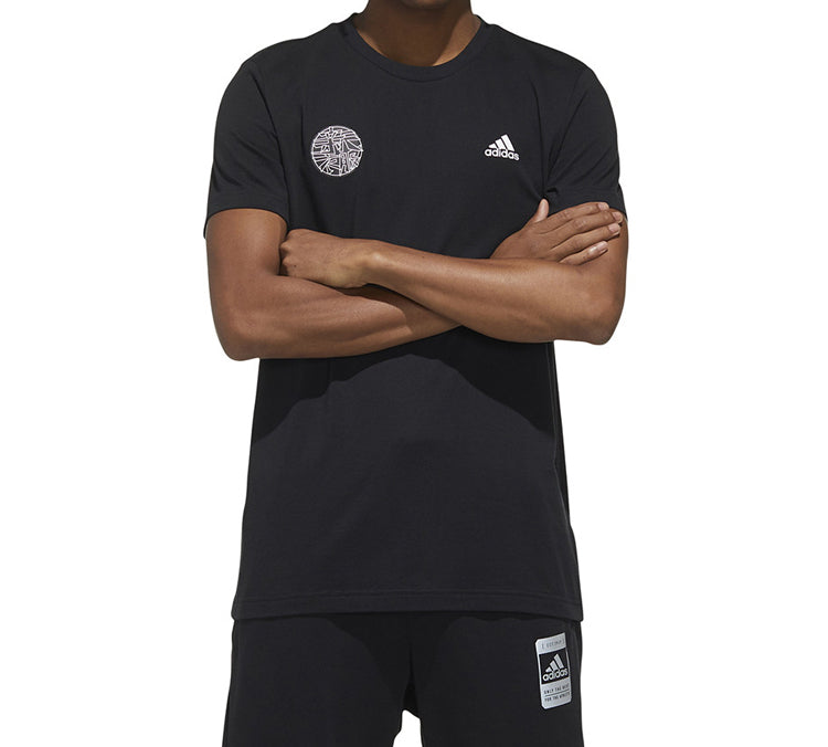 adidas Alphabet Logo Printing Short Sleeve Black FU6219