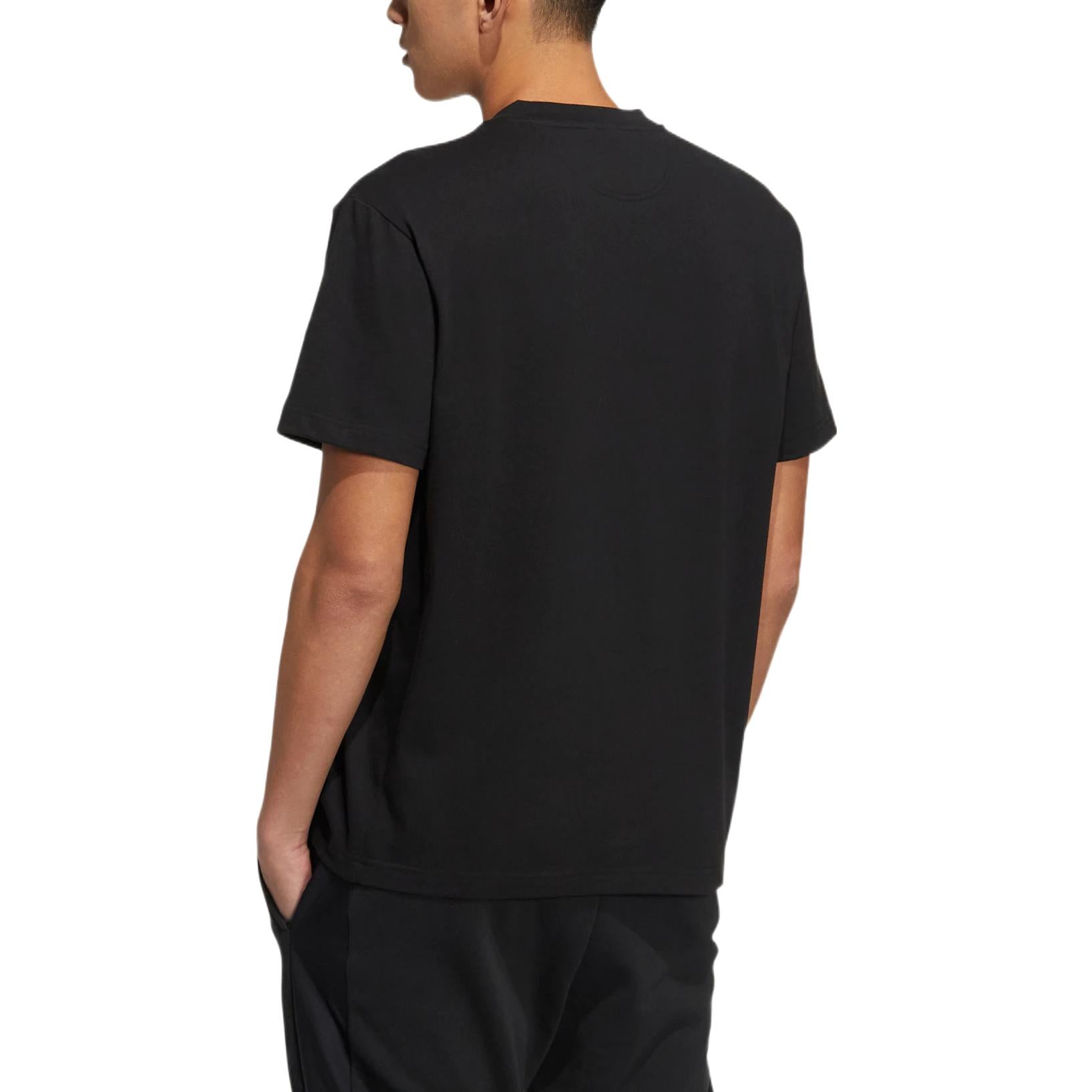 adidas neo Solid Color Round Neck Sports Short Sleeve Unisex Black HS6812
