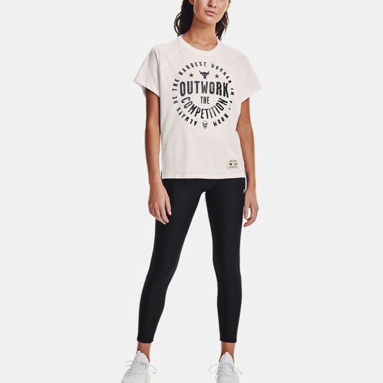 (WMNS) Under Armour Project Rock Outwork Printing White 1361062-112
