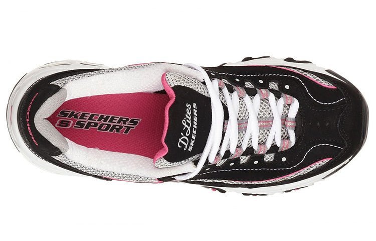 (WMNS) Skechers D'Lites Low-Top Daddy Shoes Black/Pink 11617-BKWP
