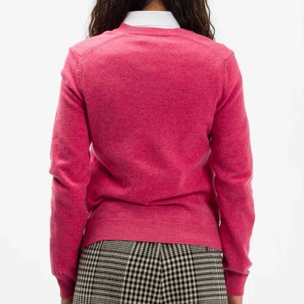 (WMNS) COMME des GARCONS PLAY V-Neck Pullover Red Emblem 'Pink' AZ-N073-051-4