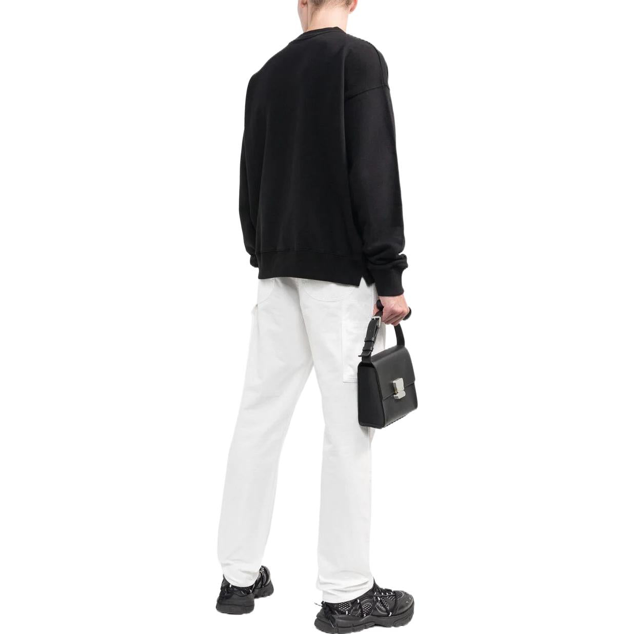 Men's Off-White FW22 Logo Embroidered Round Neck Long Sleeves Black OMBA054F22FLE0011001
