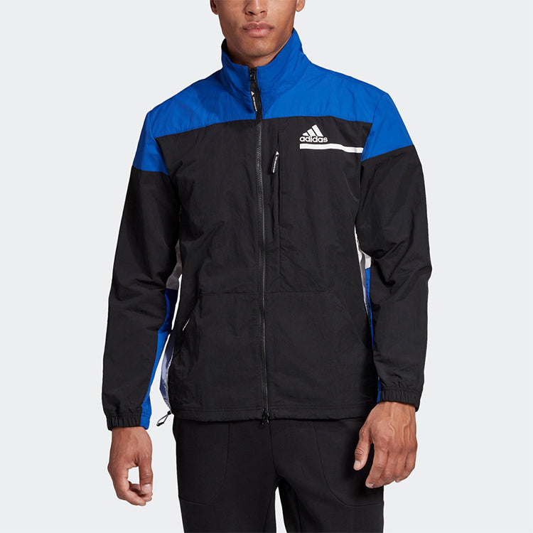 adidas ZNE TTOP WVN Colorblock Stand Collar Sports Jacket Black FR7143