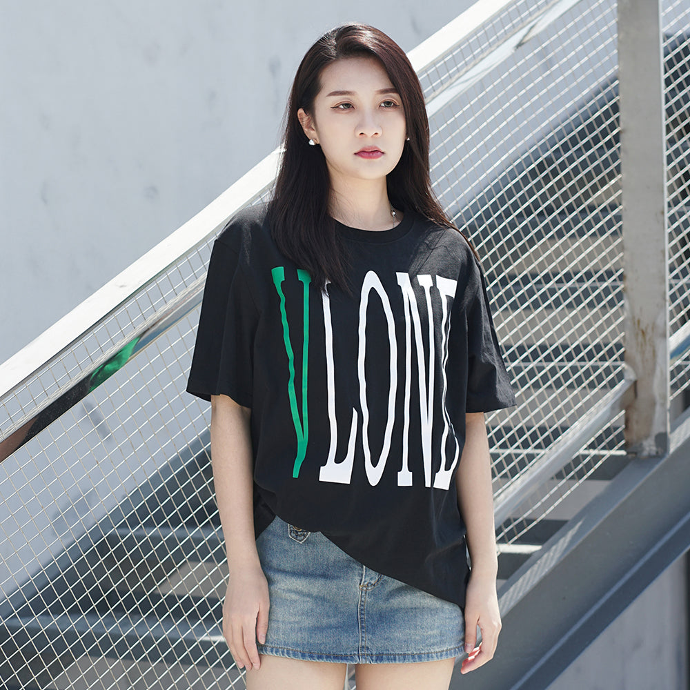 VLONE Large V Alphabet Short Sleeve Tee 'Black Green' VLTE17SS003-BLACK