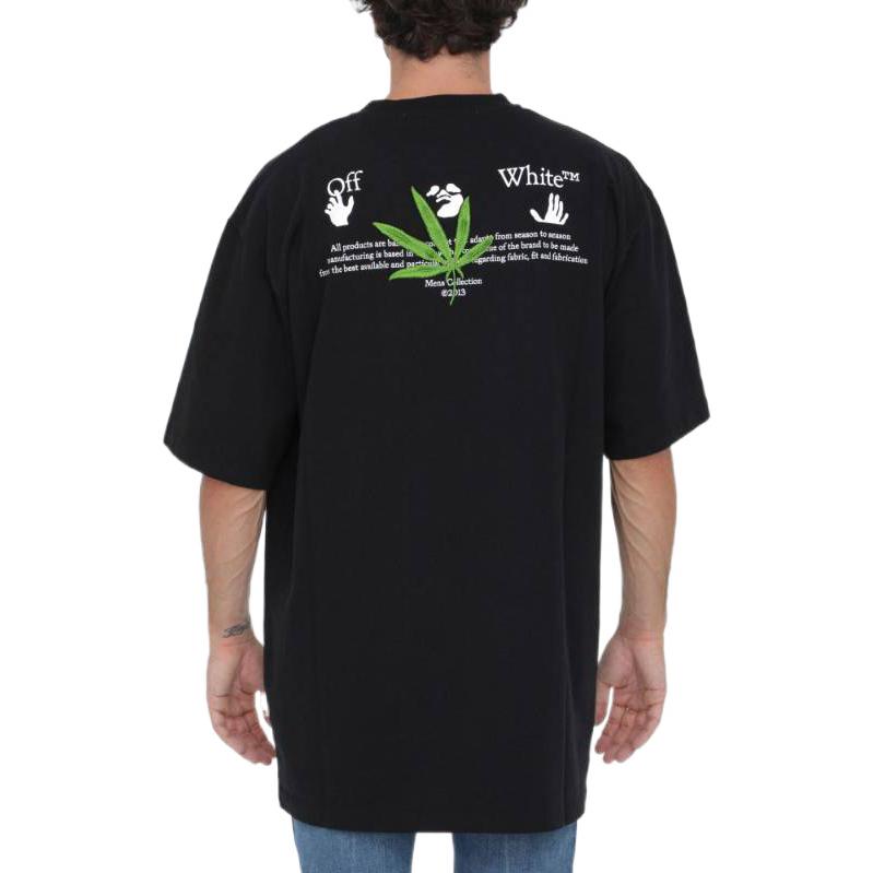 Men's Off-White SS22 Logo Printing Round Neck Pullover Short Sleeve Loose Fit Black T-Shirt OMAA125S22JER0031055