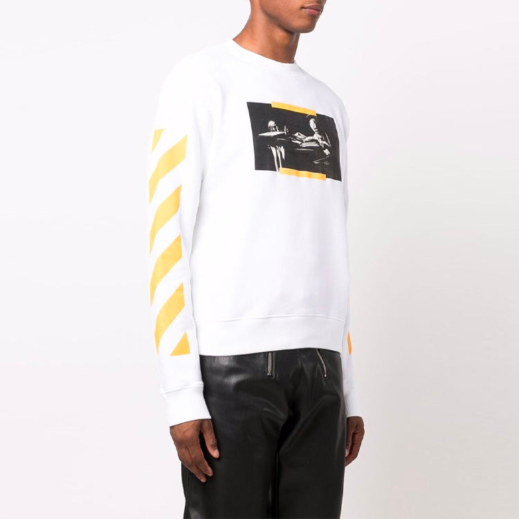 Men's Off-White FW21 Painting Round Neck Ordinary Version White OMBA025F21FLE0090184