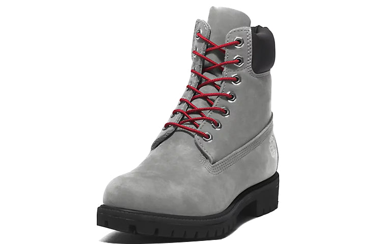 Timberland Premium 6 Inch Boots 'Grey Nubuck with Red' A5S6ZD52