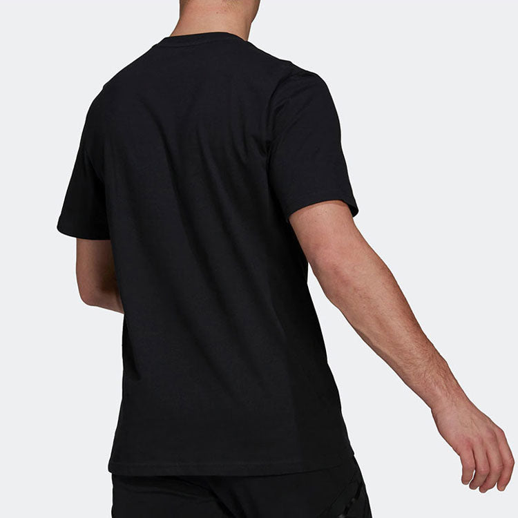 Men's adidas Cartoon Character Printing Round Neck Short Sleeve Black T-Shirt HA0909