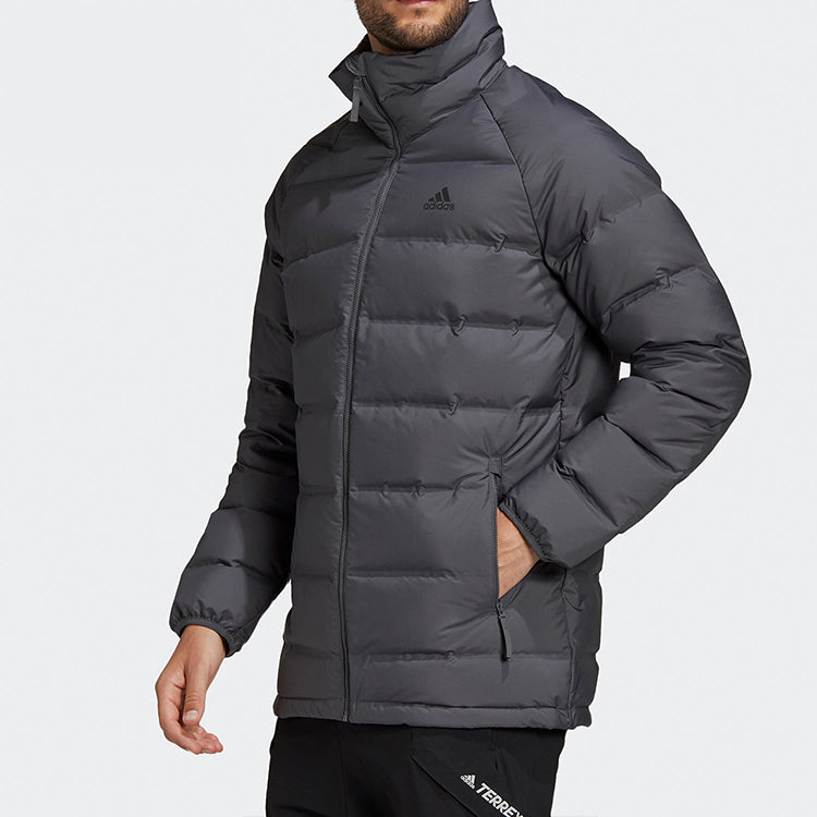 adidas Helionic Stand Collar Stay Warm Casual Sports Down Jacket Gray FT2530