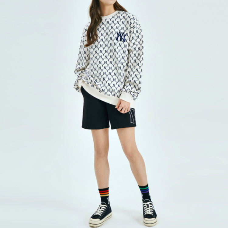 MLB New York Yankees Vintage Logo Printing Long-Sleeve Fleece Unisex White 31MTM2011-50I