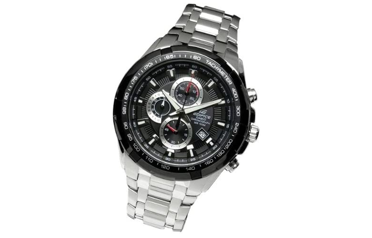 CASIO EDIFICE Classical Sports Waterproof Quartz Silver/ Mens Black Analog EF-539D-1A