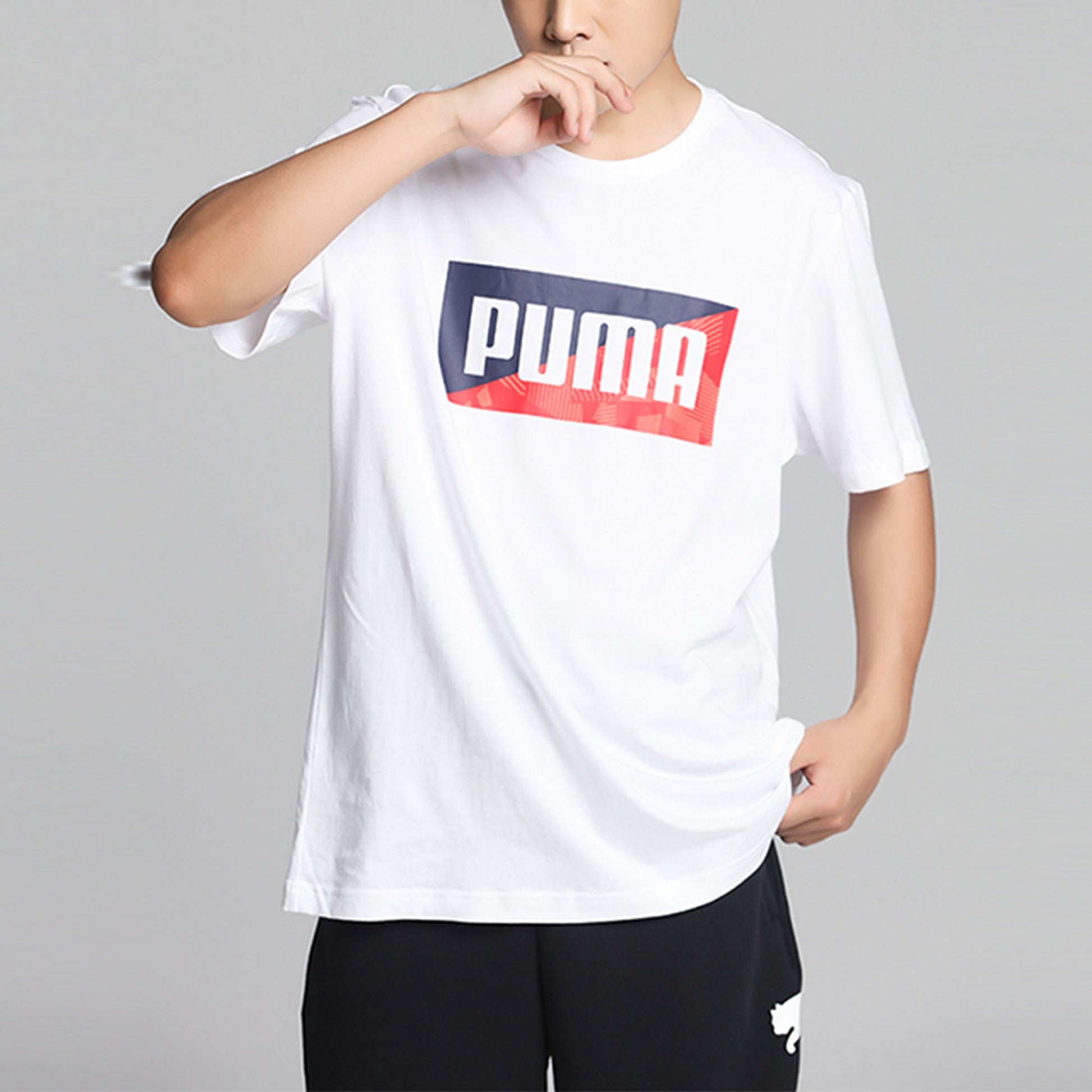 PUMA Flock Graphic T-shirt 'White Blue Red' 586044-52