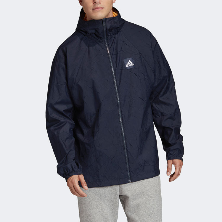 adidas Casual Sports hooded Logo Jacket Navy Blue FR8289