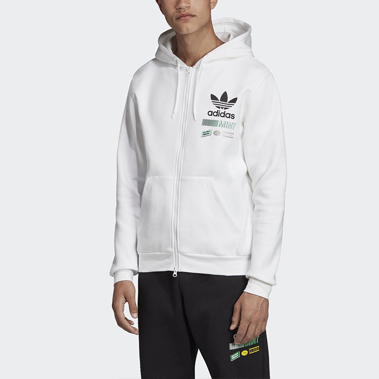adidas originals Bodega Fzhood Logo Printing Sports Hooded Jacket White FP7703