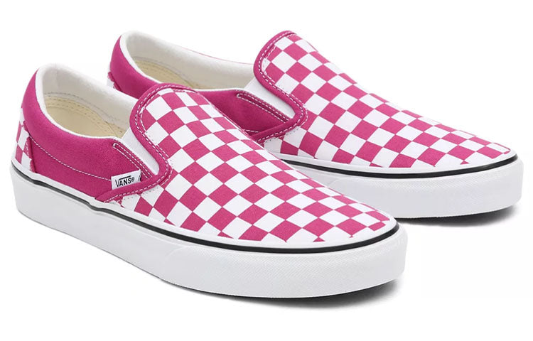 Vans Unisex Checkerboard Classic Slip-on Shoes Fuchsia/White VN000XG8AZY