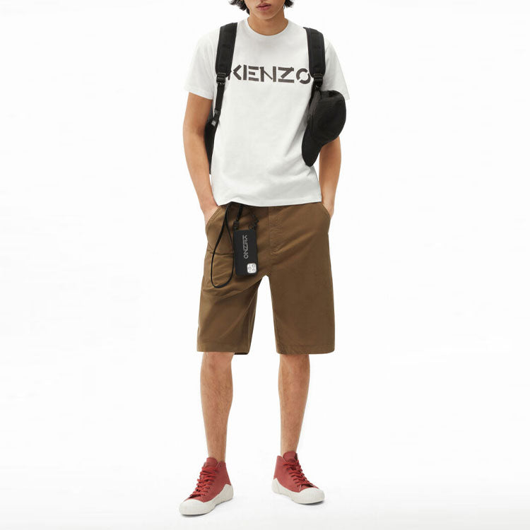 Men's KENZO Logo Printing Pullover Round Neck Short Sleeve White FB65TS0004SA-01B