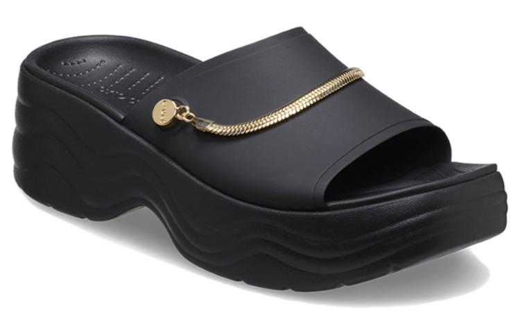 (WMNS) Crocs Skyline Shimmer Slides 'Black Gold' 208582-072
