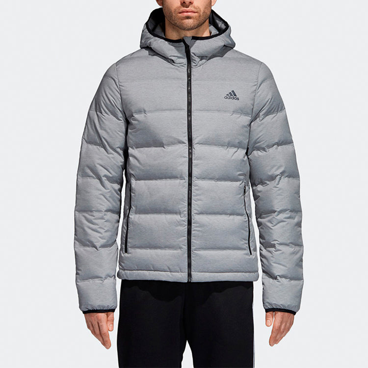 adidas logo hooded Stay Warm Casual Outdoor Down Jacket Asia Edition Gray CZ1386