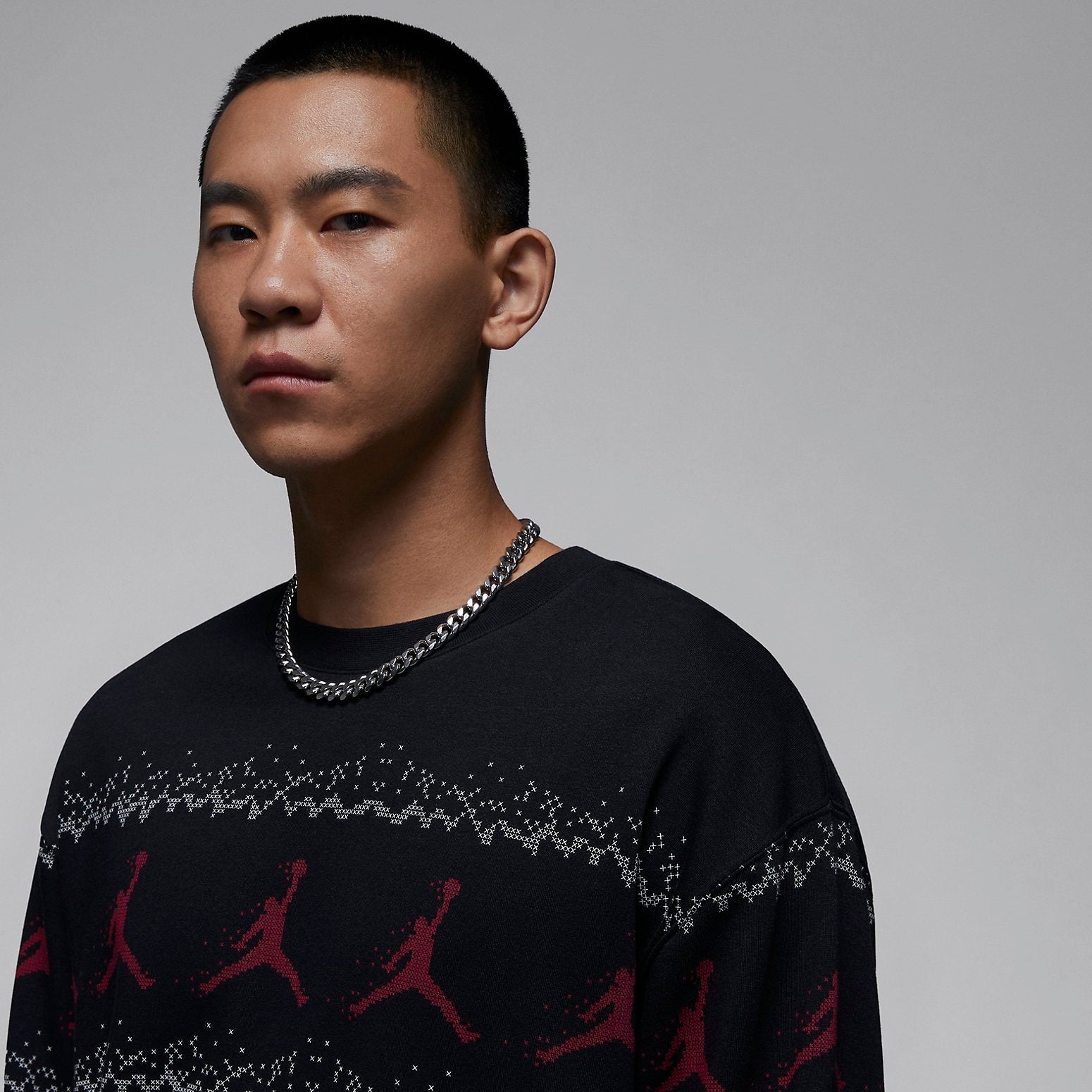 Air jordan essential holiday fleece crew 'Gym Red Black' FD7464-010