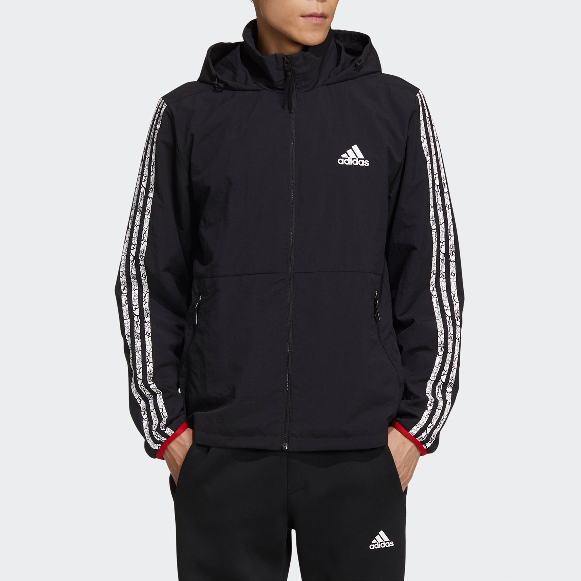 adidas VD Windbreaker Stripe Casual Sports Jacket Black GV5151