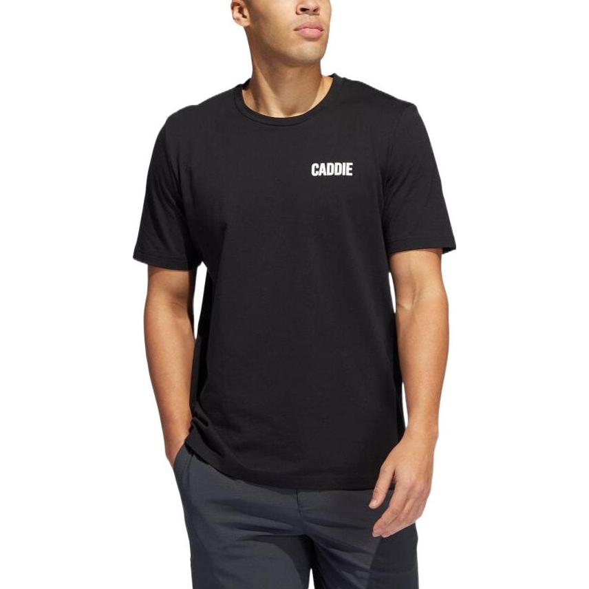 Men's adidas SS22 Solid Color Logo Label Straight Short Sleeve Black T-Shirt HA8766
