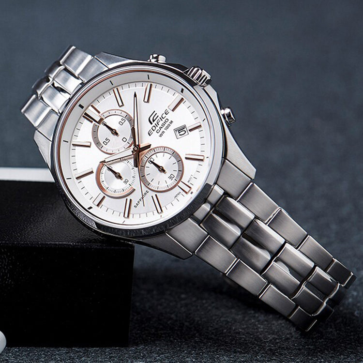 CASIO Quartz EDIFICE Stainless Steel Strap Mens Silver Analog EFB-530D-7A2021