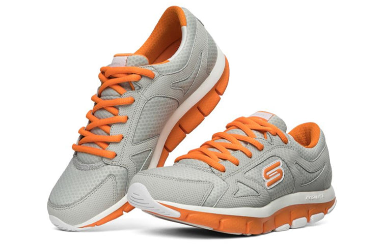 (WMNS) Skechers Liv Running Shoes Gray/Orange/White 12473-LGOR