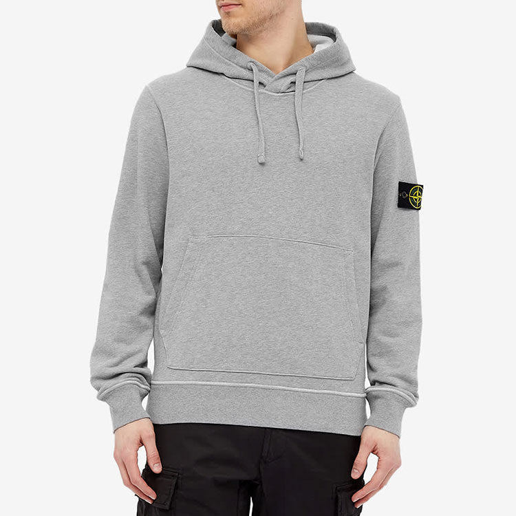 STONE ISLAND Garment Dyed Popover Hoodie 'Grey Marl' 741564151-V0M64
