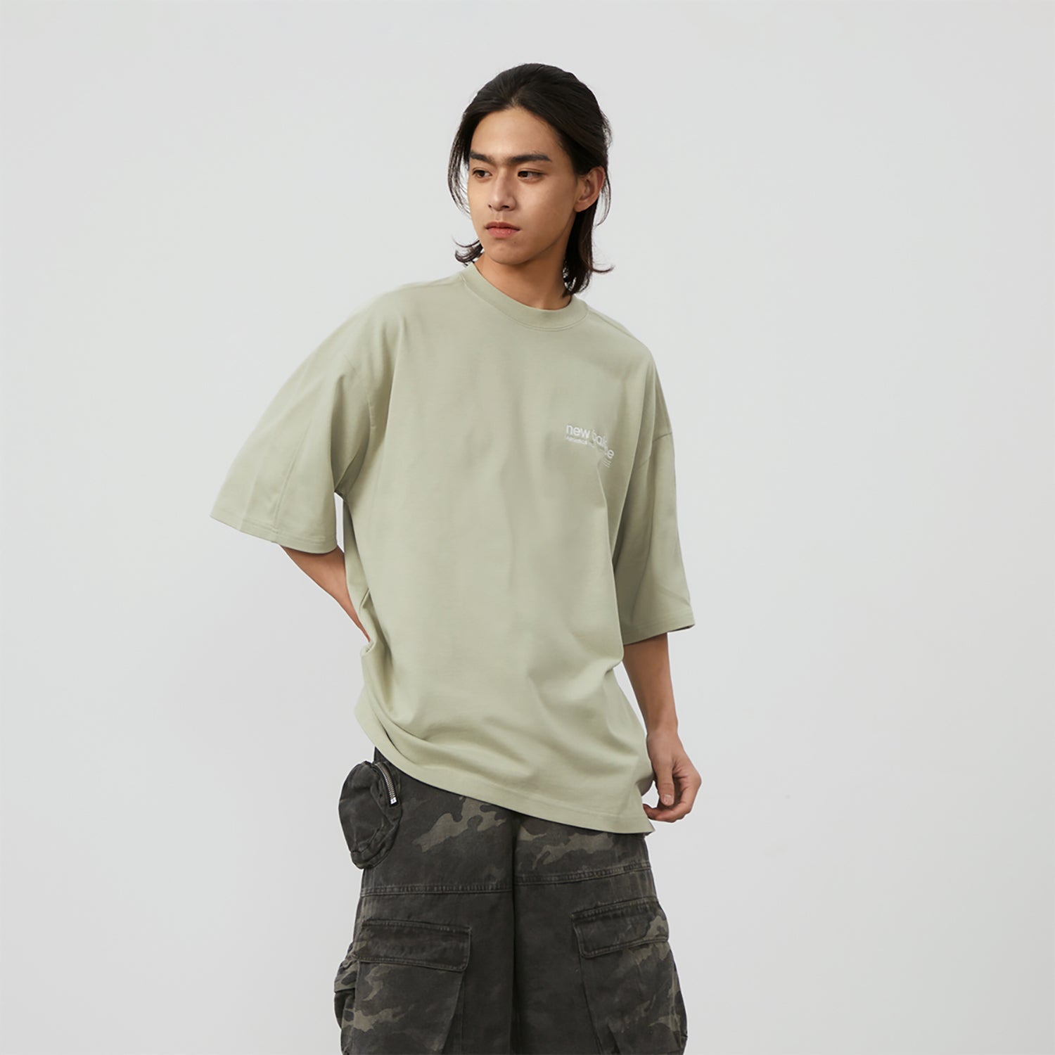 New Balance Wordmark Logo T-Shirt Asia Sizing 'Khaki Green' AMT42301-OVN