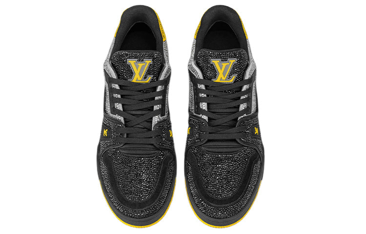 LOUIS VUITTON LV Trainers 'Black Grey Yellow Crystals' 1A9JXJ