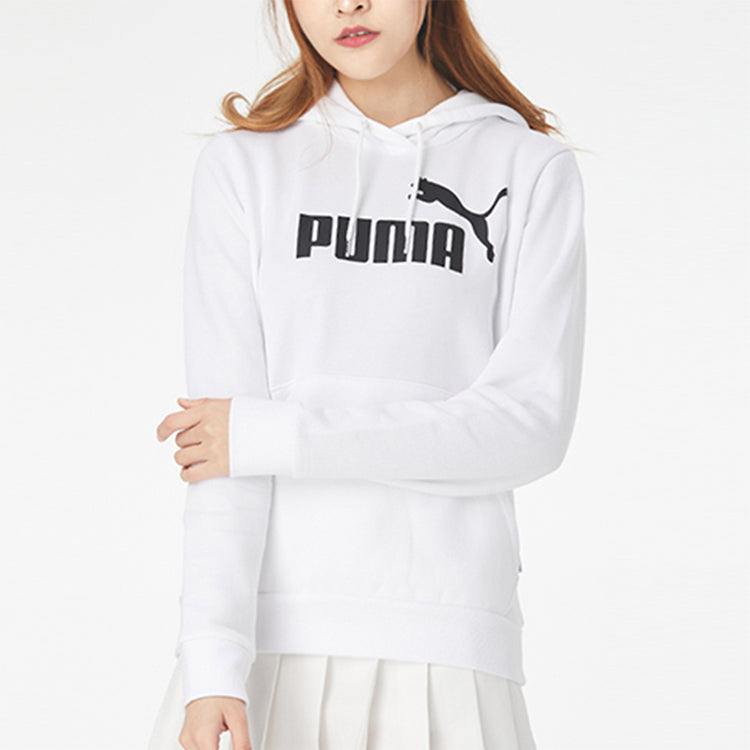 (WMNS) PUMA Essentials Hoodie 'White Black' 586938-02