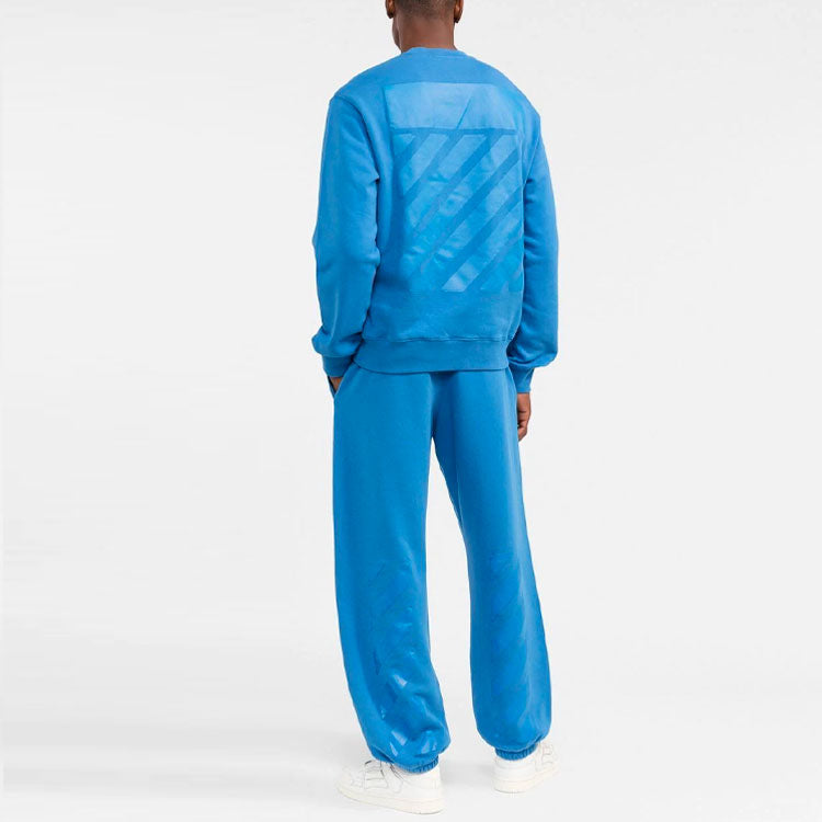 Men's Off-White FW22 Solid Color Stripe Bundle Feet Casual Long Pants/Trousers Blue OMCH029F22FLE0014545