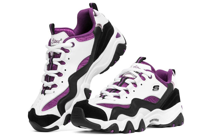 (WMNS) Skechers D'lites 2.0 Sports Shoes White/Purple/Black 88888393-WPR