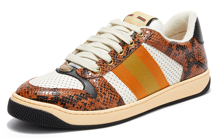 Gucci Screener Python-embossed Leather Sneakers 'Orange Black White' 698605-19YC0-7761