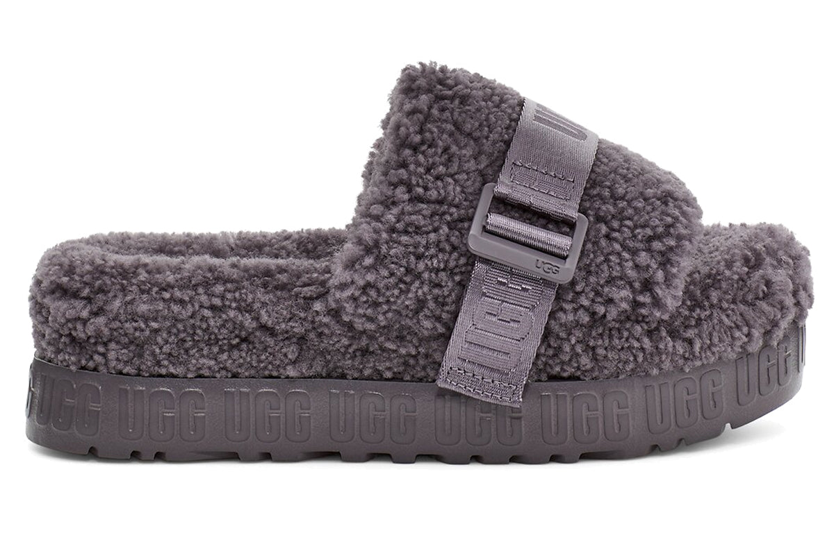 (WMNS) UGG Fluffita Thick Sole Slipper Gray 1113475-SHA