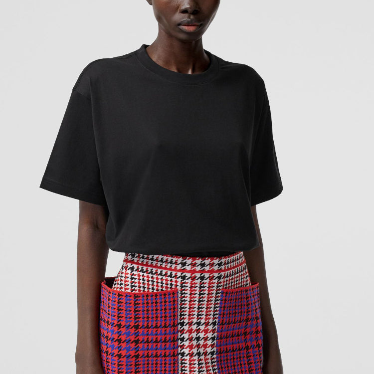 Burberry Address Alphabet Printed Cotton Loose Short Sleeve For Black 80372911